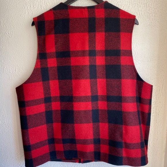 Mens Filson 100% wool Mackinaw red and black vest Size XL - Picture 3 of 11